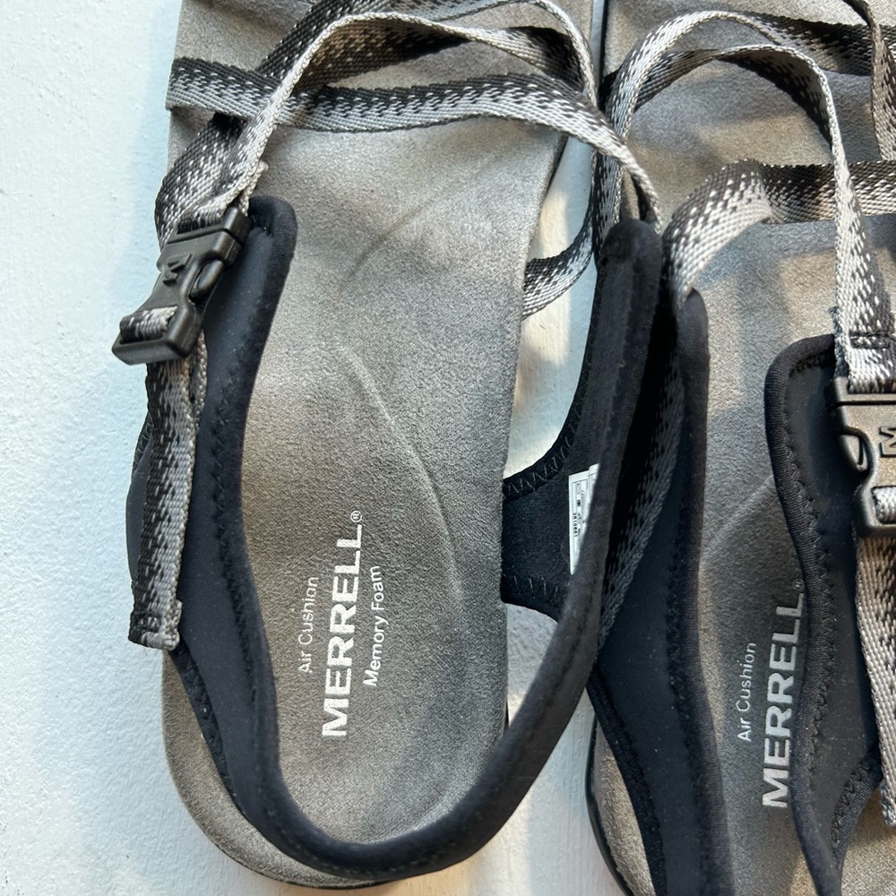 Merrill women’s District Muir Lattice black/charcoal strap sandal buckle size 10 - Picture 4 of 9